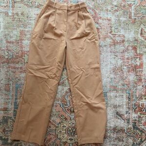 Stylish Tan Pleated Trousers, Size 27 Long